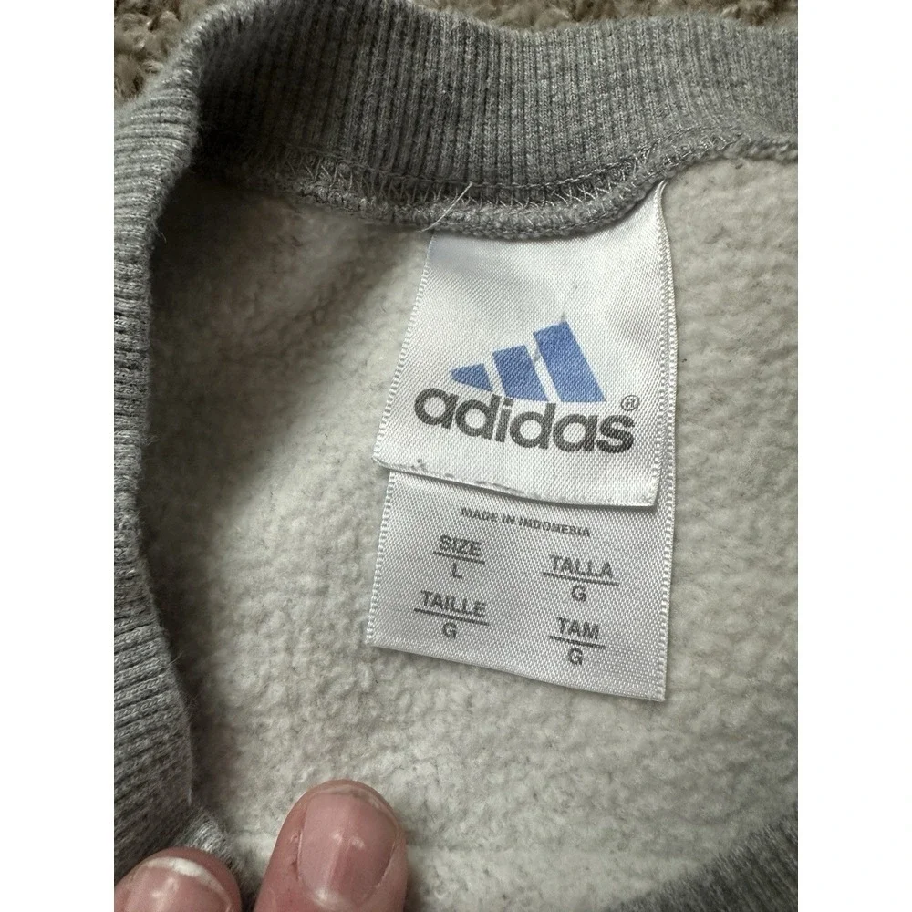 VTG Adidas Sweatshirt Mens Large Gray Crew Neck Three 3‎ Stripe